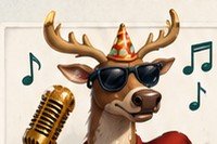 Rentiere beim Karaoke am Nordpol