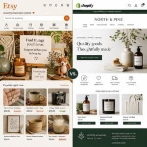 Shopify vs. Etsy: Die bessere Plattform für dein Business Shopify, Etsy, Online-Shop, E-Commerce, kreative Unternehmer